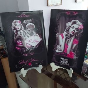 Marilyn Monroe  pink GANGSTER Art  poster set 16x20